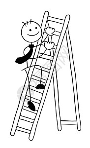 Stickman 商务人士角色攀登木梯矢量卡通它制作图案员工火柴人插图领导者生长帮助卡通片人士职业工作图片