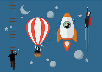 B 商业竞争概念自由气球梯子人士卡通片勇气惊喜工作优胜者发射图片