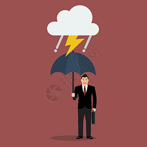 暴风雨中带伞的商务人士商务风暴人士插图安全天气公司危机税收工人图片