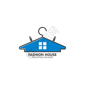 衣架标志图标矢量插图设计黑色房子零售白色架子裙子商业标识衣服家庭图片