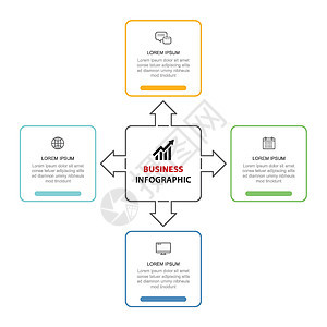 数据选项信息图表细线模板设计 插图抽象背景 可用于工作流布局业务步骤横幅网页设计图片