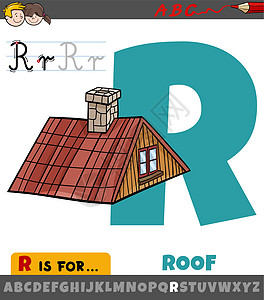 带有卡通屋顶对象的字母 R 工作表图片