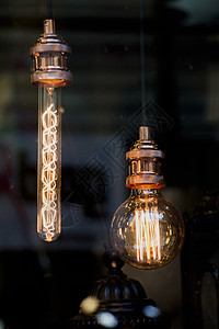 装饰性古董食堂风格的丝状灯泡活力吊灯力量枝形插图灯灯玻璃背景图片