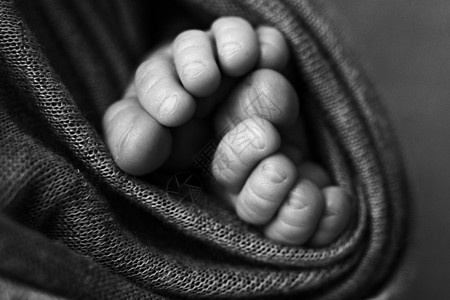 新生儿腿的照片 婴儿脚覆盖着孤立的羊毛背景 新生儿的小脚在柔和的选择性焦点中 脚底的黑白图像赤脚身体毯子新生脚步孩子皮肤育儿脚趾图片