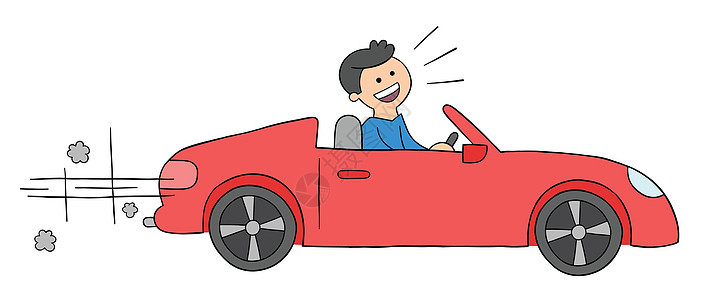 卡通人驾驶豪华敞篷车 carvector 它制作图案插图旅行微笑商务交通手绘男性绘画汽车幸福图片