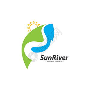 太阳河标志图标矢量图商业日落爬坡太阳海滩标识旅行生态旅游艺术图片