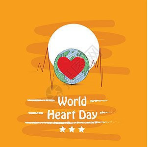 世界心脏日背景疾病插图邮票横幅医生心血管考试生活预防脉冲图片