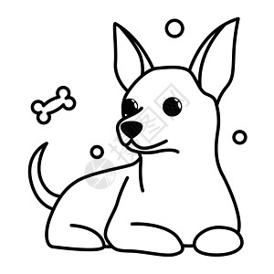 吉娃娃小狗的可爱卡通矢量插图图标 是大纲样式标签朋友标识动物艺术黑色中风乐趣犬类宠物图片