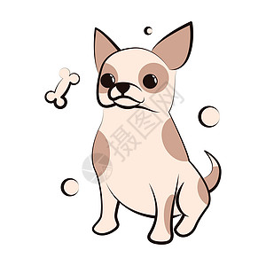 吉娃娃小狗的可爱卡通矢量插图图标 它是平面设计乐趣艺术野生动物动物婴儿孩子犬类漫画猎犬爪子图片