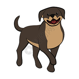 一只大狗的可爱卡通矢量插图图标 是平面样式哺乳动物灰色绘画艺术棕色黑色拳击手小狗宠物成人图片