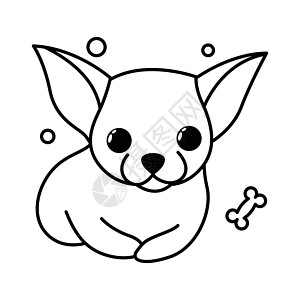 吉娃娃小狗的可爱卡通矢量插图图标 是大纲样式标签宠物卡通片冒充黑色孩子标识朋友快乐动物图片