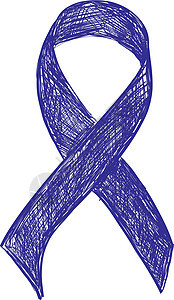 白色背景上孤立的蓝丝带意识靛青机构脱发活动癌症志愿者药品治愈遗传性插图图片