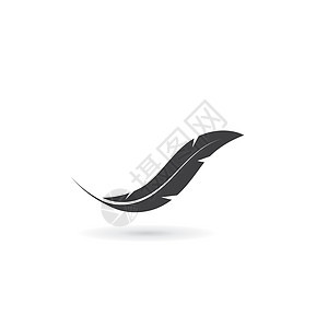 羽毛图标插图矢量模板写作标识动物绘画鹅毛笔羽化翅膀孔雀棕色白色背景图片