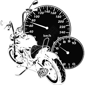 剪影定制摩托车与车速表矢量它制作图案图片