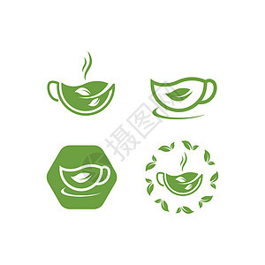 一杯绿茶图标矢量图设计圆圈香味植物草图草本植物玻璃食物茶碗茶包液体图片