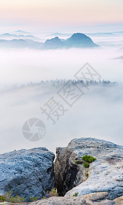 山顶岩石 沉睡的迷雾风景 在晨雾下响起旅行幸福大雾农村远足石头享受浓雾悬崖爬坡图片