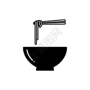 带筷子图标的面条汤碗 一碗拉面图标图片