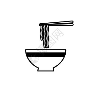 带筷子图标的拉面汤碗 一碗拉面图标图片