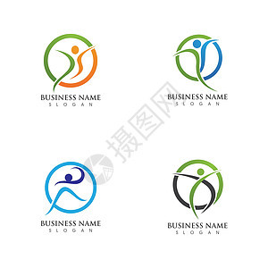 成功人士跳 logo 标志它制作图案运动女士网络公司优胜者健康插图创造力身份男人背景图片