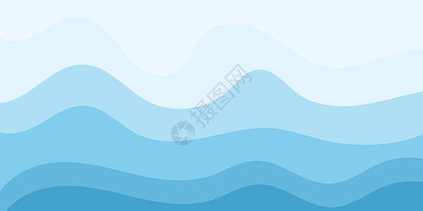 抽象水波矢量图解设计背景海洋技术风格溪流曲线插图液体蓝色流动装饰图片