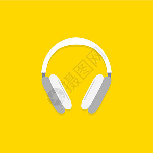 黄色背景中的无线耳机娱乐耳塞电子产品空气电话技术耳朵配饰音乐立体声图片