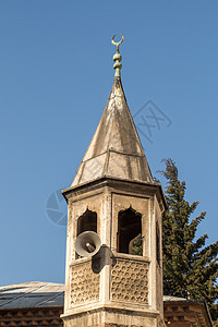 奥斯曼清真寺的米纳雷特尖塔火鸡旅行历史性脚凳建筑背景图片