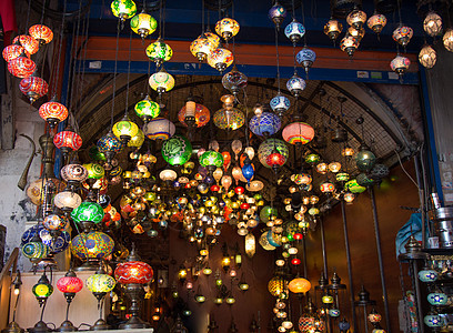 来自大集市的灯玻璃马赛克市场文化纪念品工艺礼物灯笼橙子辉光图片