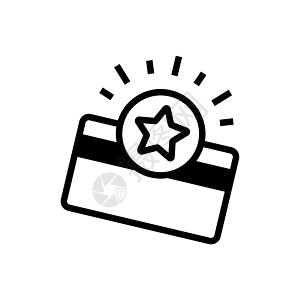 带有星形图标的信用卡 忠诚卡线图标 奖励积分 折扣计划符号图片
