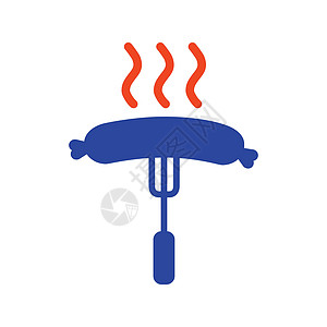 香肠叉矢量字形图标 快餐标志野餐食物牛肉派对插图烹饪营养炙烤油炸小吃图片