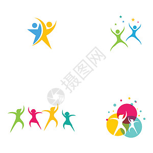 有趣和快乐的人标志标志插图 vecto优胜者运动身体程式化身份女士标识公司商业健康图片
