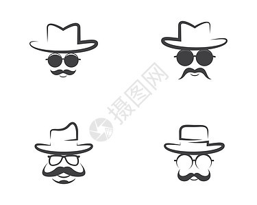 牛仔帽符号矢量 ico男性男人徽章棕色荒野乡村表演胡子插图配饰图片