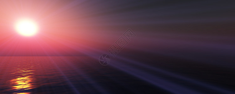 日落海太阳光线晴朗的天空  3d 渲染墙纸晴天天气日光阳光旅行太阳戏剧性海浪日落图片