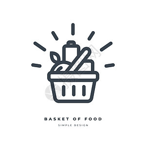 白色背景下孤立的一篮子食品购物图标图片