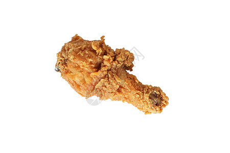 在白色背景隔绝的炸鸡腿 炸鸡腿是一种营养丰富的食物 酥脆的黄色鸡腿图片
