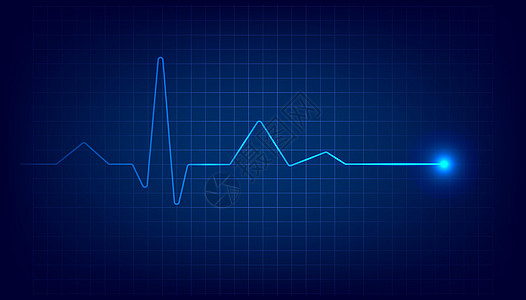 有信号的蓝色心脏脉冲显示器 心脏跳动心电图背景图片