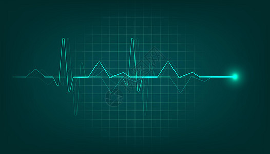 带信号的绿色心脏脉搏监视器 心脏跳动心电图背景背景图片