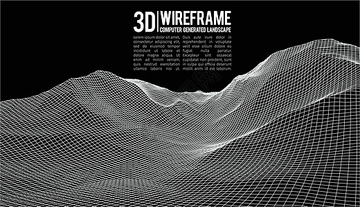 抽象矢量风景背景 网络空间景观网格  3d 技术矢量图图片