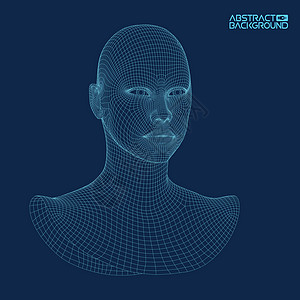 Ai 数字大脑 人工智能概念 机器人数字计算机解释中的人头 线框头概念化身电子人互联网网格虚拟现实学习人士生物学电讯数据图片