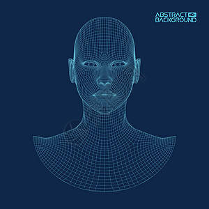 Ai 数字大脑 人工智能概念 机器人数字计算机解释中的人头 线框头概念艺术化身虚拟现实知识人士头脑商务学习生物成人图片