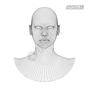 Ai 数字大脑 人工智能概念 机器人数字计算机解释中的人头 头概念数据学习艺术虚拟现实商务电讯技术网格头脑多边形图片