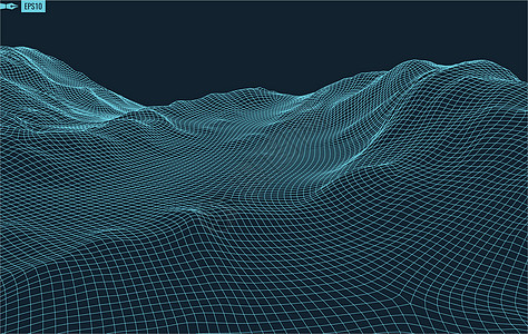 抽象矢量风景背景 网络空间网格  3d 技术矢量图宽慰地理格子插图爬坡节点地球土地科学导航图片