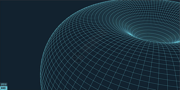 线框矢量环面背景 虫洞的概念 漏斗透视网格 矢量插图科幻运动科学隧道网络格子装饰技术墙纸高科技图片