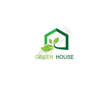 绿房子矢量图标插图设计建筑学绿色商业生态花园黑色活力树叶标识植物图片