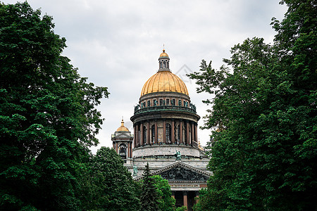 俄罗斯圣彼得堡圣艾萨克大教堂圆顶宗教郁金香旅游艺术蓝色景观文化观光金子图片