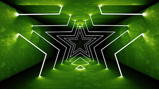 用于激光表演的夜总会内部绿灯 3d 渲染 发光的绿线 抽象荧光绿色背景 绿色霓虹灯房间走廊背景 轻抽象的未来派设计 现代几何发光图片