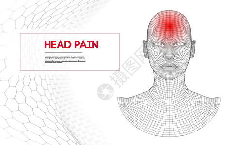 在白色背景上孤立的头痛矢量插图的妇女 患有偏头痛的女孩的半身画像流感女士前额疾病男人药品保健卫生女性疼痛图片