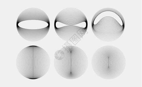 同心圆矢量图解 抽象形状几何设计背景 创意元素圆形图案 薄圆形复古轮廓抽象 涟漪效应线 第 10 集螺旋同心波纹白色黑色创造力艺图片