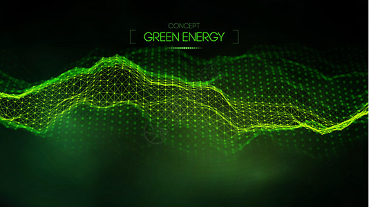 绿色能源概念 矢量绿色技术背景 未来派矢量图解实验室微生物学控制板日落海浪活力地球世界创新力量图片