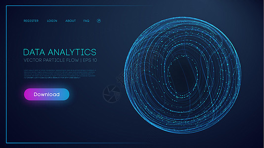 数据分析全球 光背景下粒子的抽象球体流 技术背景和数据科学概念 矢量图图片
