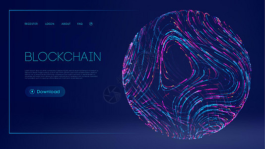 数字货币技术概念 区块链互联网发展的矢量图解 区块链加密货币网页登陆页面图片